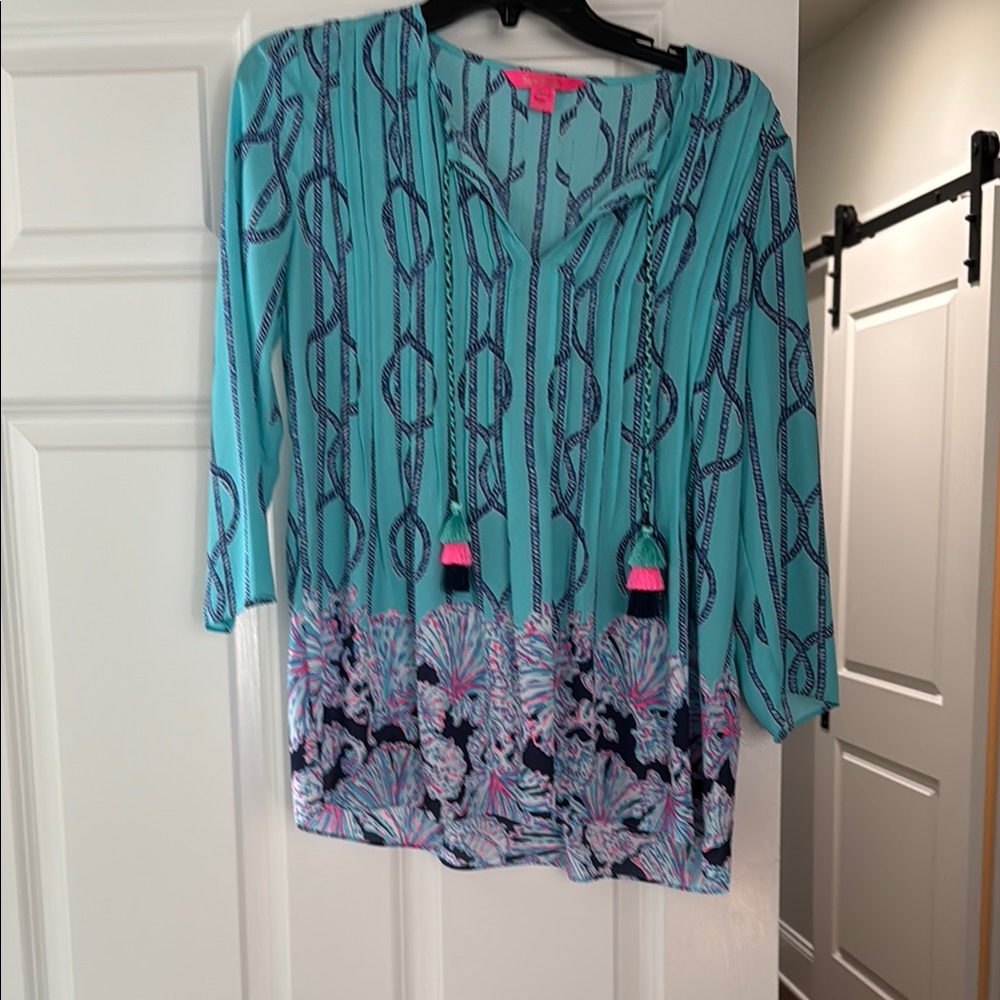 Patterned Blue and Pink Women's Top
